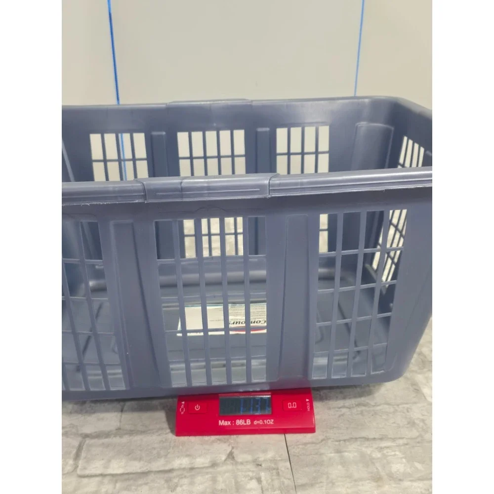 Vintage Rubbermaid 2965 90s Y2K Slate Blue Laundry Basket Rectangular 22